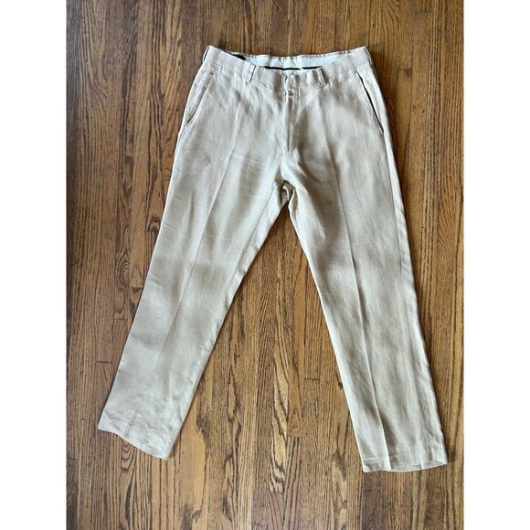 J. Crew Other - J. Crew Beige 100% Irish Linen Straight Leg Casual Pants Trousers  Mens Size 30